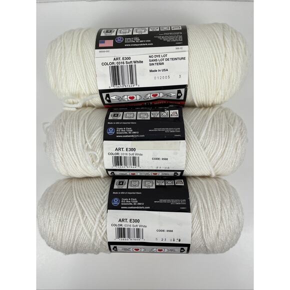 Red Heart Super Saver Yarn Soft White E300-316 Lot Of 3 Various Weights - Picture 4 of 6
